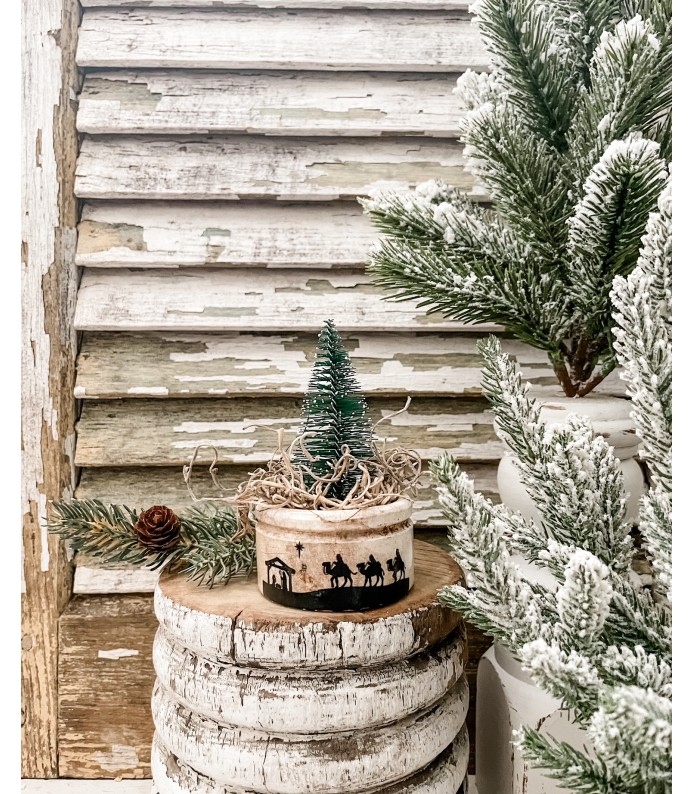 Antique Ironstone Dish w/ Manger Scene transfer - Holiday